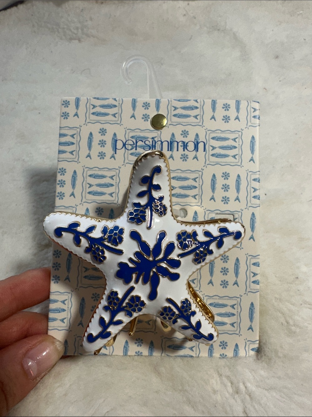 Persimmon floral starfish metal claw clip